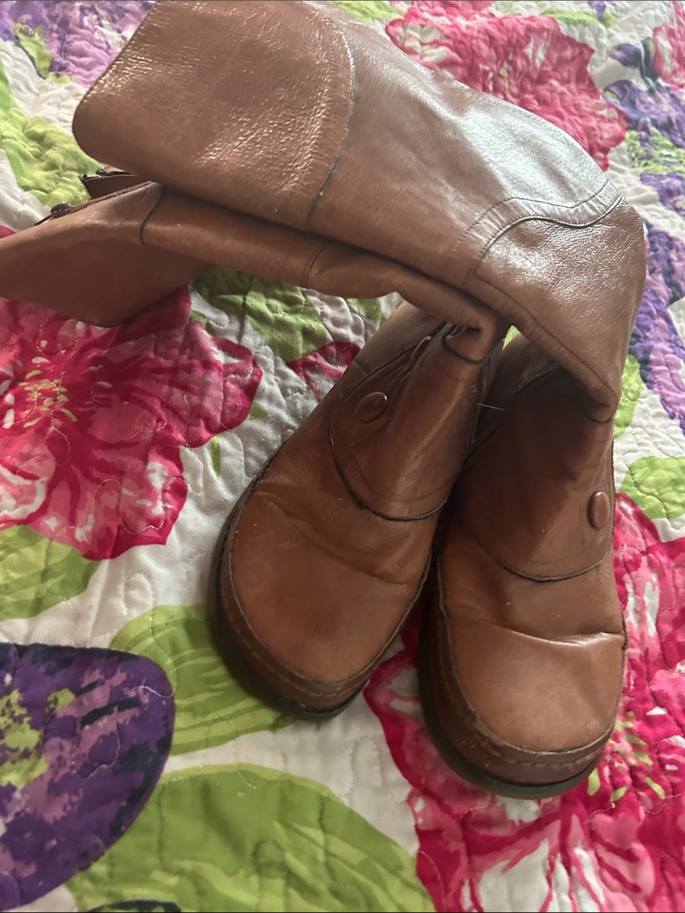 Miz Mooz Tan Leather Mid-Calf Heeled Boots ☺️8️⃣size 8